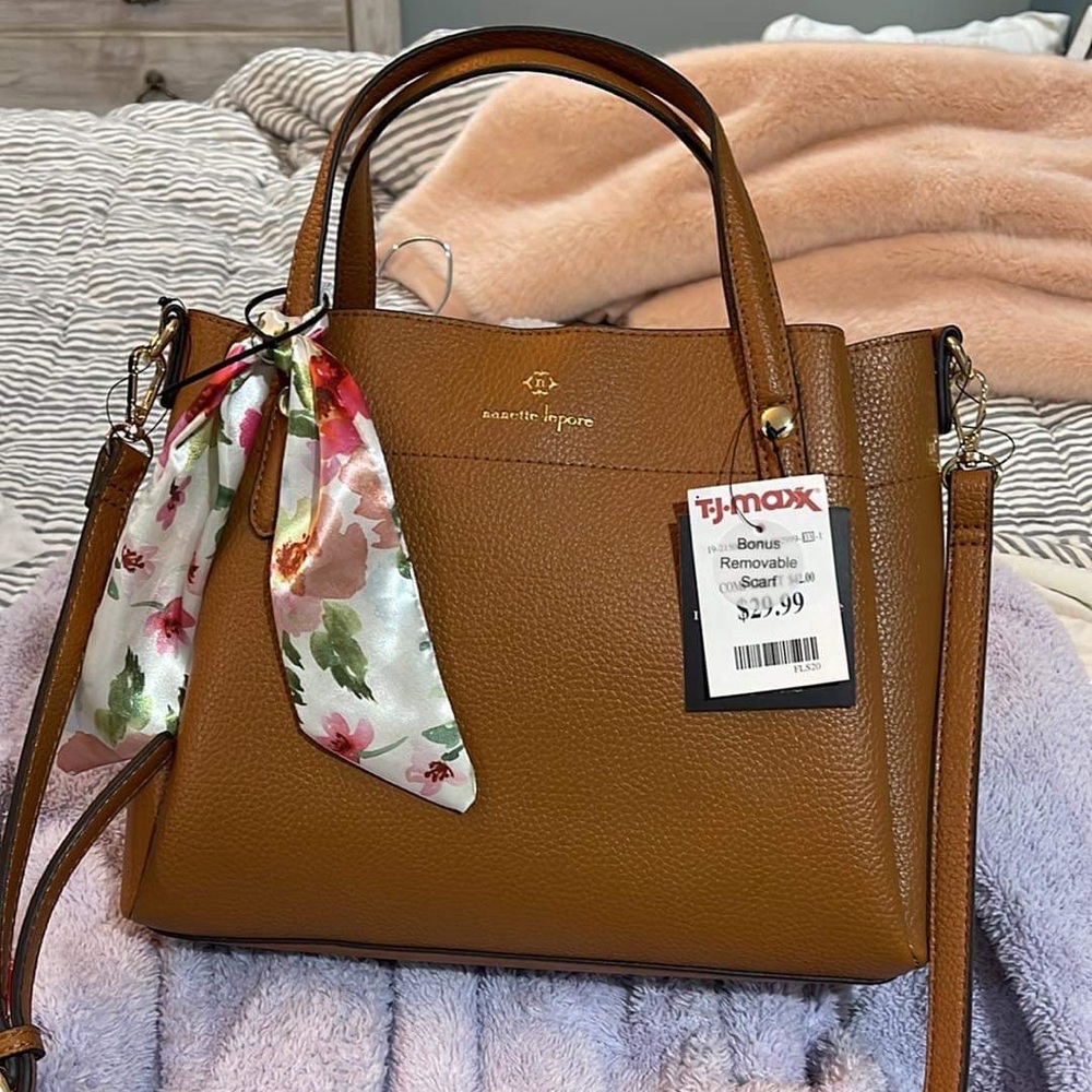 Nanette Lepore Cognac Purse-strap and scarf are removable